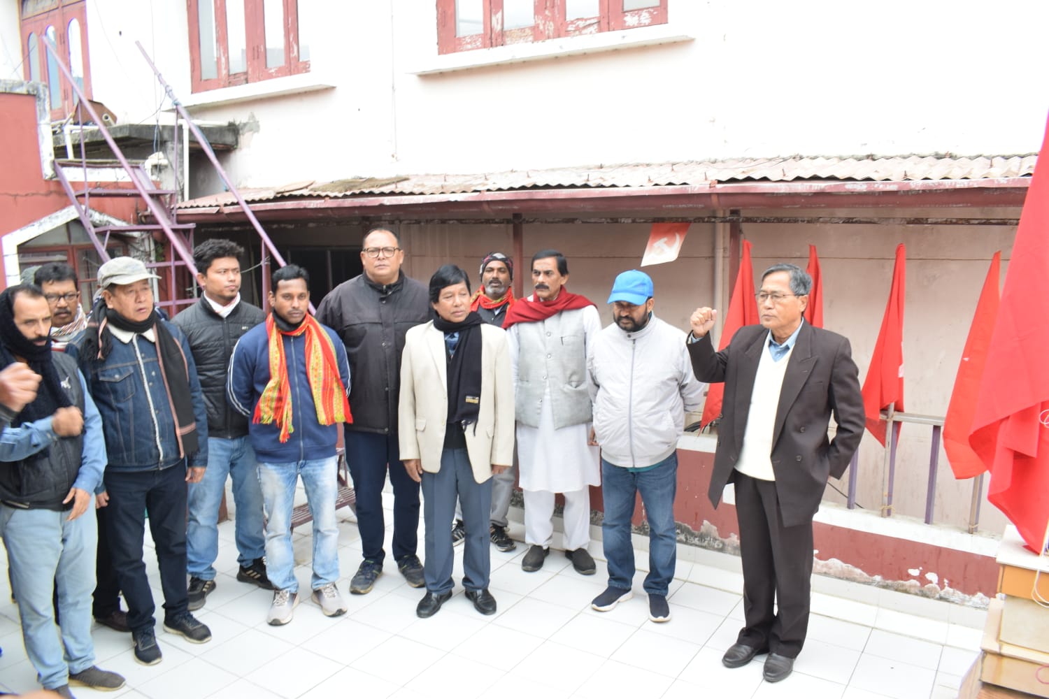 CPIM leaders observe Jana Sikhsha Diwas at party state headquarters in Agartala on December 27.